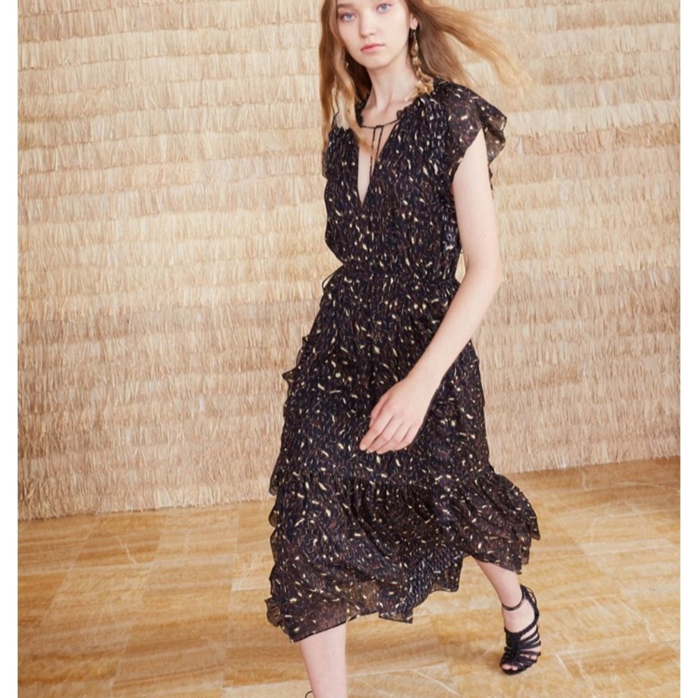 Ulla Johnson Black and Cream Maxi Dress